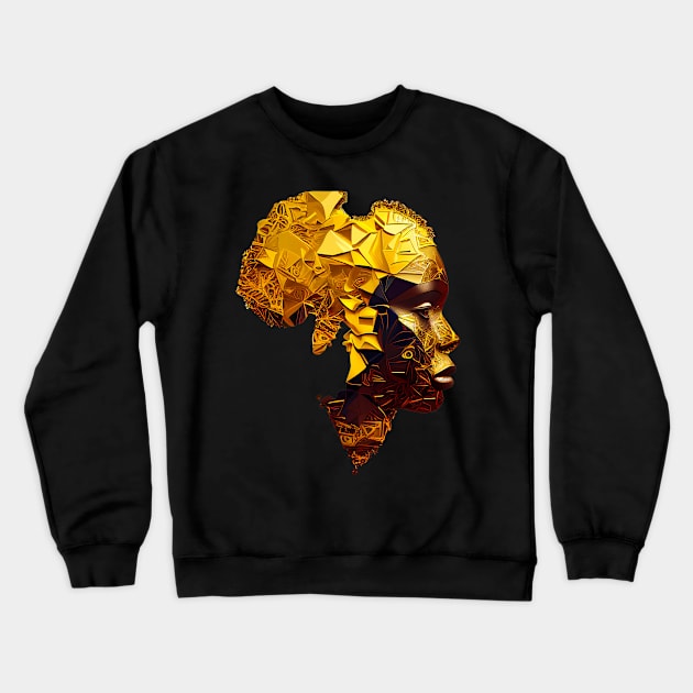 African Woman With Golden  Africa Afrocentric Crewneck Sweatshirt by Merchweaver